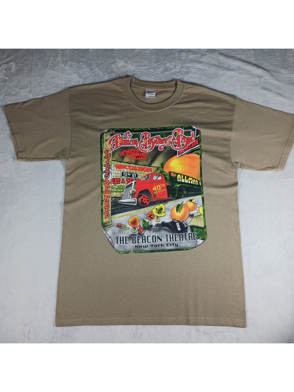 The Allman Brothers Band T-Shirt Size Large Beige Y2K Mushrooms Beacon Theater